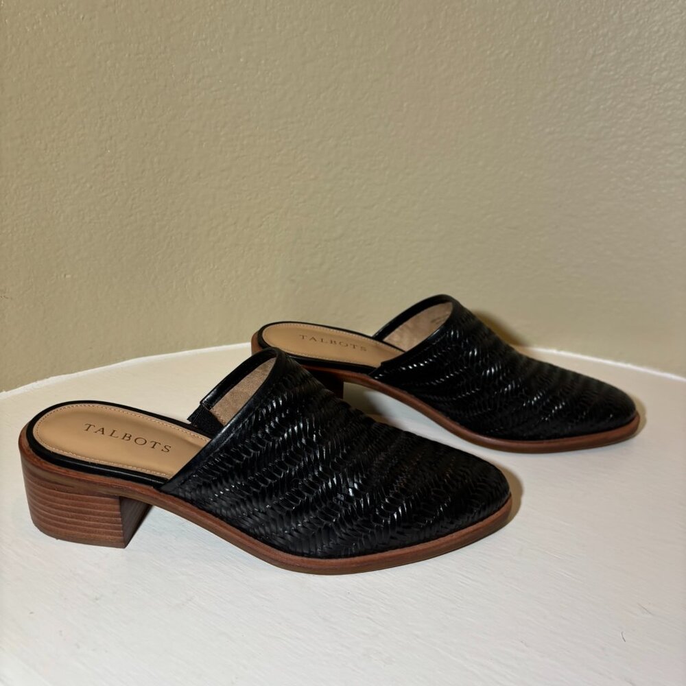 💜Talbots Woven Black Genuine Leather Slip-On Shoes Size 9.5 - Picture 7 of 9